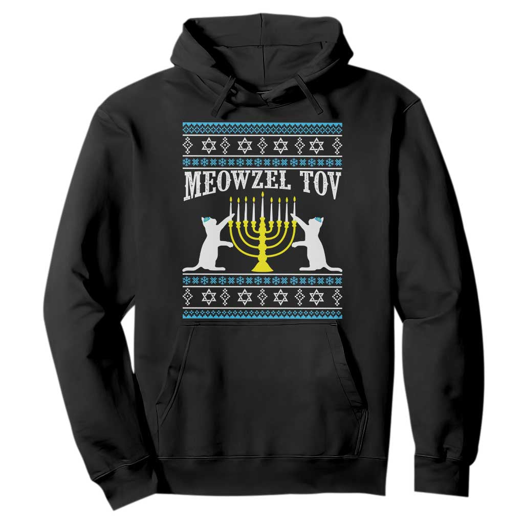 Meowzel Tov Hoodie Funny Hanukkah Cat Jewish Chanukah Menorah TS11 Black Print Your Wear