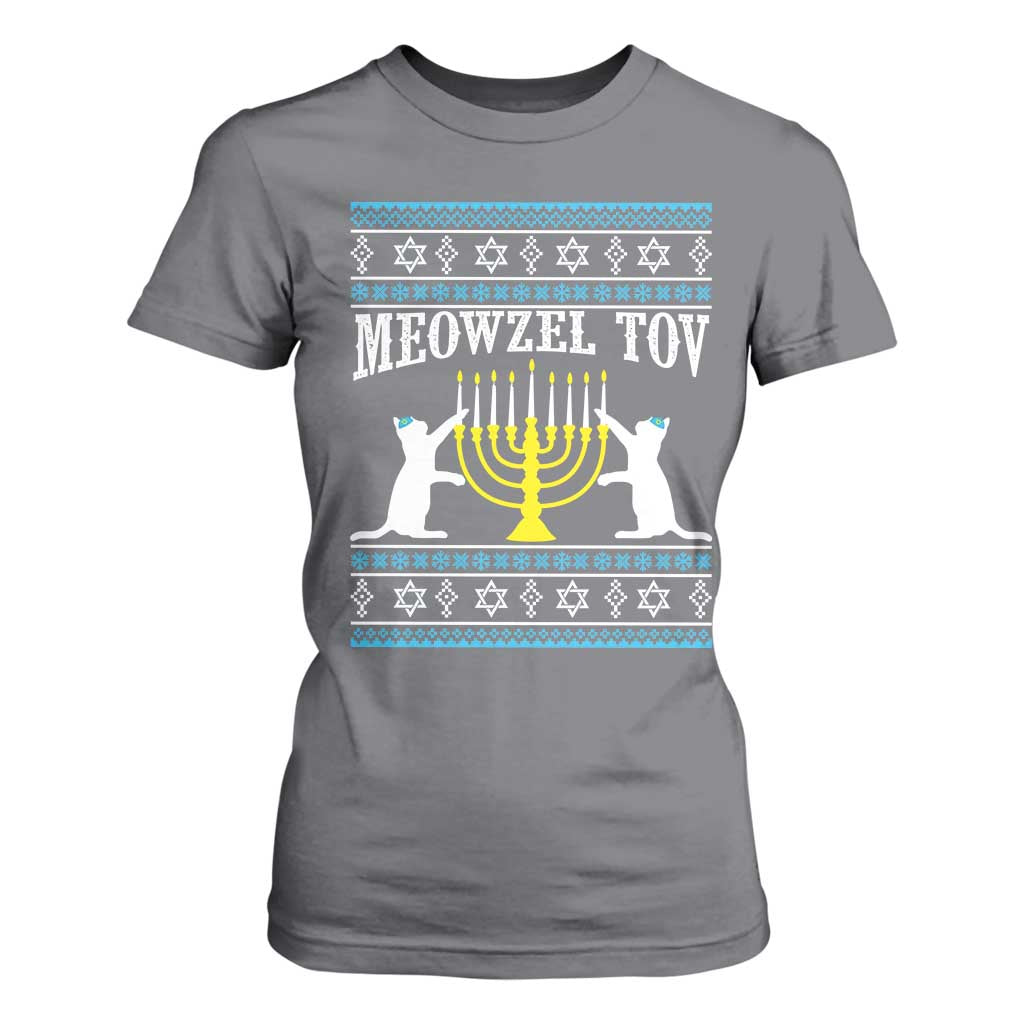Meowzel Tov T Shirt For Women Funny Hanukkah Cat Jewish Chanukah Menorah TS11 Charcoal Print Your Wear