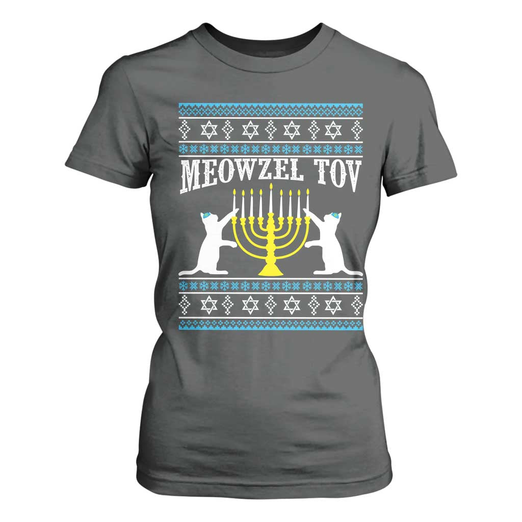 Meowzel Tov T Shirt For Women Funny Hanukkah Cat Jewish Chanukah Menorah TS11 Dark Heather Print Your Wear