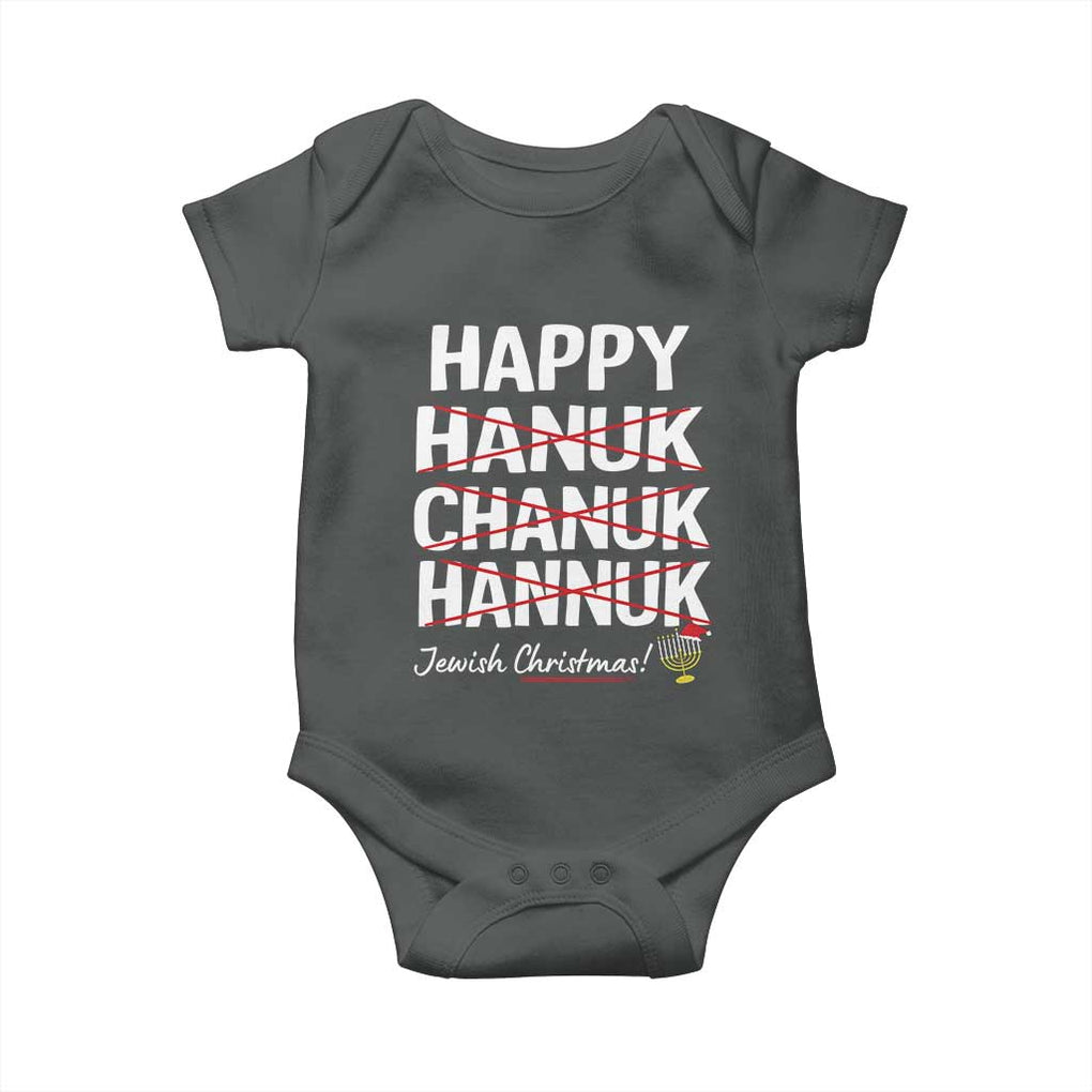 Funny Hanukkah Baby Onesie Happy Hanuk Chanuk Hannuk Jewish Christmas Menorah TS11 Dark Heather Print Your Wear