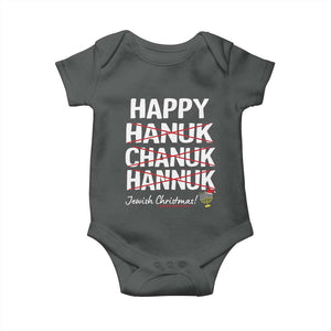 Funny Hanukkah Baby Onesie Happy Hanuk Chanuk Hannuk Jewish Christmas Menorah TS11 Dark Heather Print Your Wear