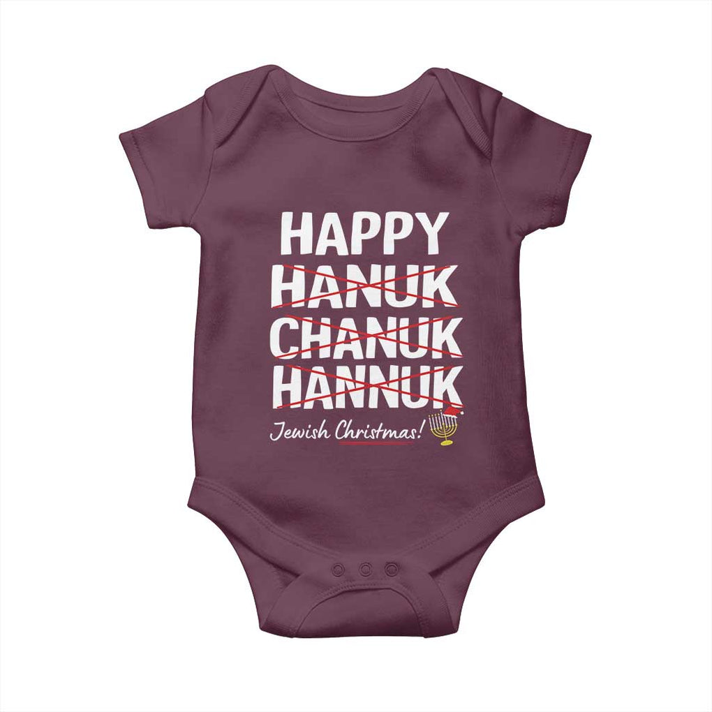Funny Hanukkah Baby Onesie Happy Hanuk Chanuk Hannuk Jewish Christmas Menorah TS11 Maroon Print Your Wear
