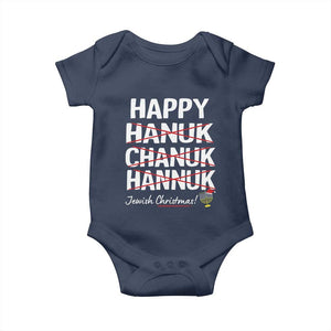 Funny Hanukkah Baby Onesie Happy Hanuk Chanuk Hannuk Jewish Christmas Menorah TS11 Navy Print Your Wear