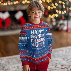 Happy Hanukkah Ugly Sweater Hanuk Chanuk Jewish Christmas Menorah TS11 Blue Red Print Your Wear