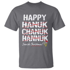 Funny Hanukkah T Shirt Happy Hanuk Chanuk Hannuk Jewish Christmas Menorah TS11 Charcoal Print Your Wear