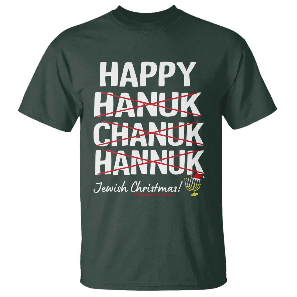 Funny Hanukkah T Shirt Happy Hanuk Chanuk Hannuk Jewish Christmas Menorah TS11 Dark Forest Green Print Your Wear