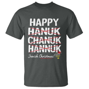 Funny Hanukkah T Shirt Happy Hanuk Chanuk Hannuk Jewish Christmas Menorah TS11 Dark Heather Print Your Wear