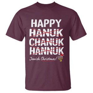 Funny Hanukkah T Shirt Happy Hanuk Chanuk Hannuk Jewish Christmas Menorah TS11 Maroon Print Your Wear