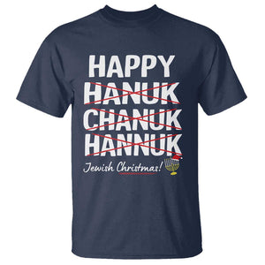 Funny Hanukkah T Shirt Happy Hanuk Chanuk Hannuk Jewish Christmas Menorah TS11 Navy Print Your Wear