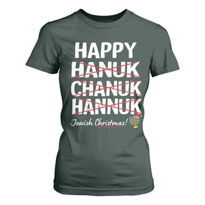 Funny Hanukkah T Shirt For Women Happy Hanuk Chanuk Hannuk Jewish Christmas Menorah TS11 Dark Forest Green Print Your Wear