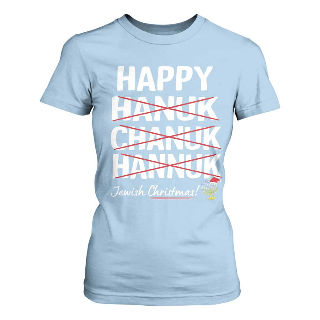 Funny Hanukkah T Shirt For Women Happy Hanuk Chanuk Hannuk Jewish Christmas Menorah TS11 Light Blue Print Your Wear