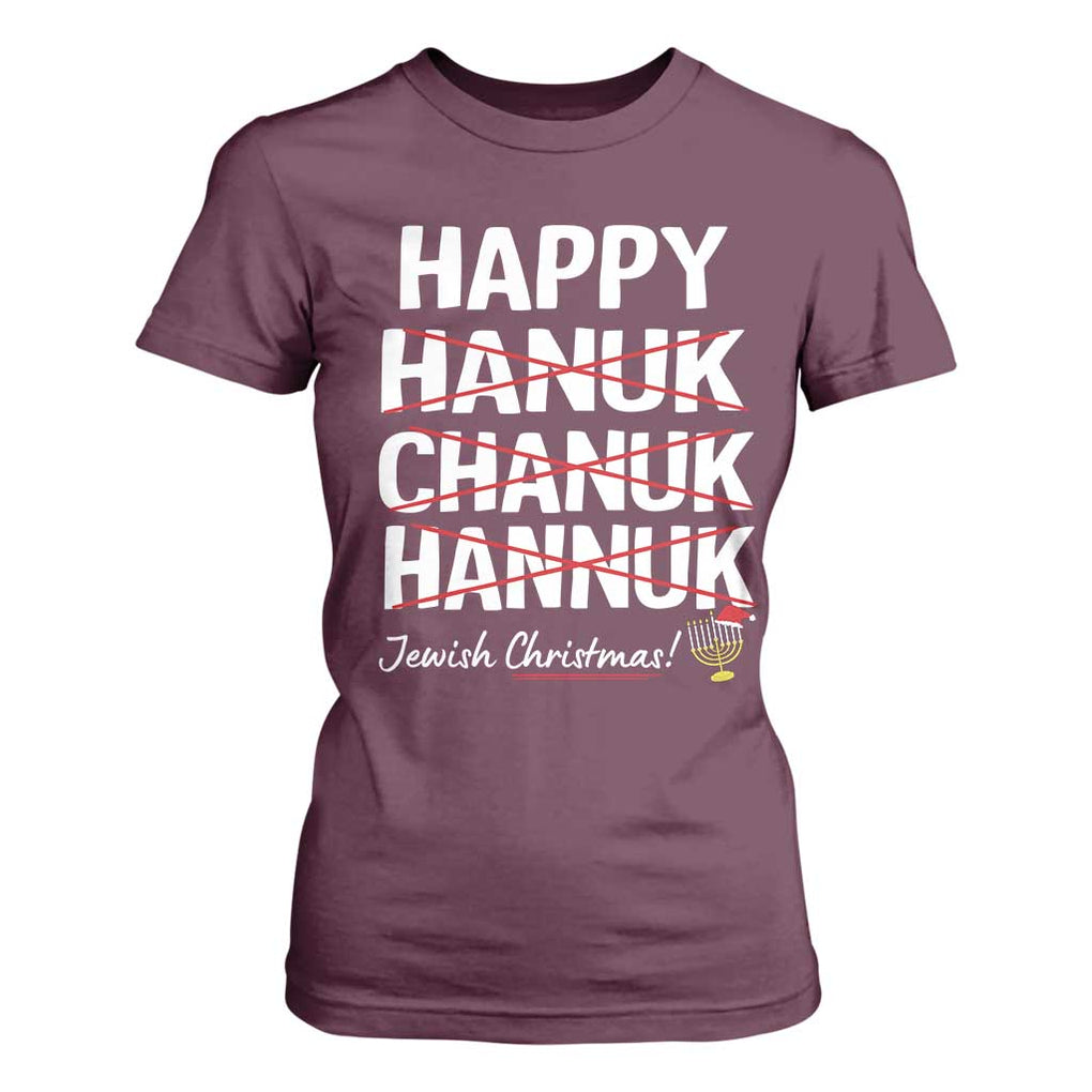 Funny Hanukkah T Shirt For Women Happy Hanuk Chanuk Hannuk Jewish Christmas Menorah TS11 Maroon Print Your Wear