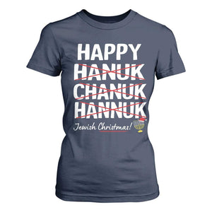 Funny Hanukkah T Shirt For Women Happy Hanuk Chanuk Hannuk Jewish Christmas Menorah TS11 Navy Print Your Wear