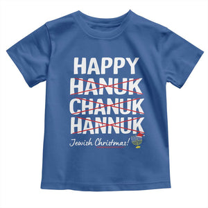 Funny Hanukkah Toddler T Shirt Happy Hanuk Chanuk Hannuk Jewish Christmas Menorah TS11 Royal Blue Print Your Wear