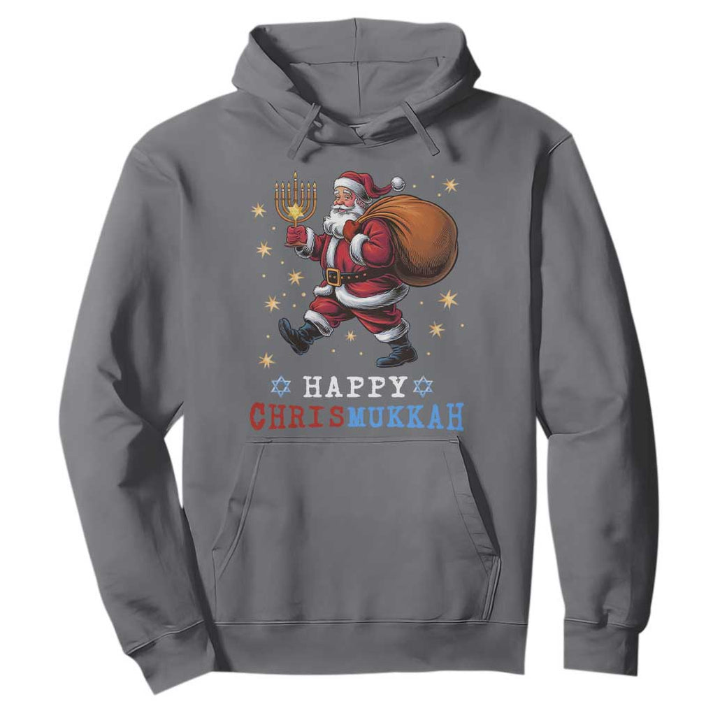Funny Christmas Hanukkah Hoodie Happy Chrismukkah Santa Menorah TS11 Charcoal Print Your Wear