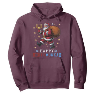 Funny Christmas Hanukkah Hoodie Happy Chrismukkah Santa Menorah TS11 Maroon Print Your Wear