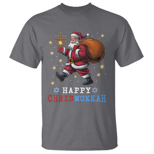 Funny Christmas Hanukkah T Shirt Happy Chrismukkah Santa Menorah TS11 Charcoal Print Your Wear