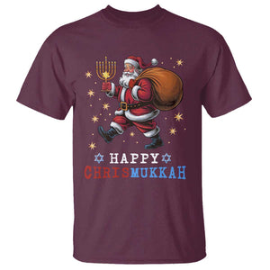 Funny Christmas Hanukkah T Shirt Happy Chrismukkah Santa Menorah TS11 Maroon Print Your Wear