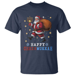 Funny Christmas Hanukkah T Shirt Happy Chrismukkah Santa Menorah TS11 Navy Print Your Wear