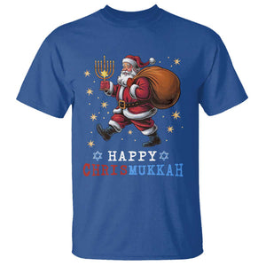 Funny Christmas Hanukkah T Shirt Happy Chrismukkah Santa Menorah TS11 Royal Blue Print Your Wear