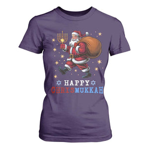 Funny Christmas Hanukkah T Shirt For Women Happy Chrismukkah Santa Menorah TS11 Purple Print Your Wear