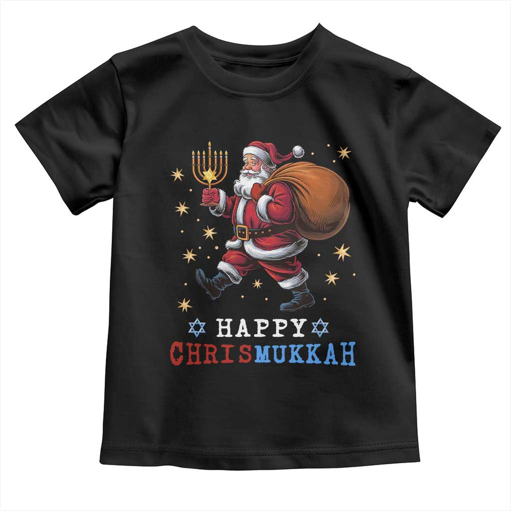 Funny Christmas Hanukkah Toddler T Shirt Happy Chrismukkah Santa Menorah TS11 Black Print Your Wear