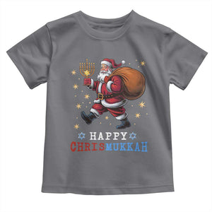 Funny Christmas Hanukkah Toddler T Shirt Happy Chrismukkah Santa Menorah TS11 Charcoal Print Your Wear