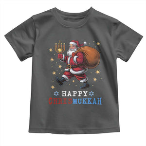 Funny Christmas Hanukkah Toddler T Shirt Happy Chrismukkah Santa Menorah TS11 Dark Heather Print Your Wear
