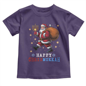 Funny Christmas Hanukkah Toddler T Shirt Happy Chrismukkah Santa Menorah TS11 Purple Print Your Wear