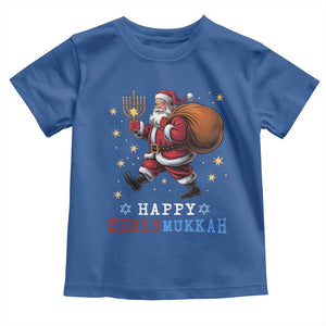 Funny Christmas Hanukkah Toddler T Shirt Happy Chrismukkah Santa Menorah TS11 Royal Blue Print Your Wear