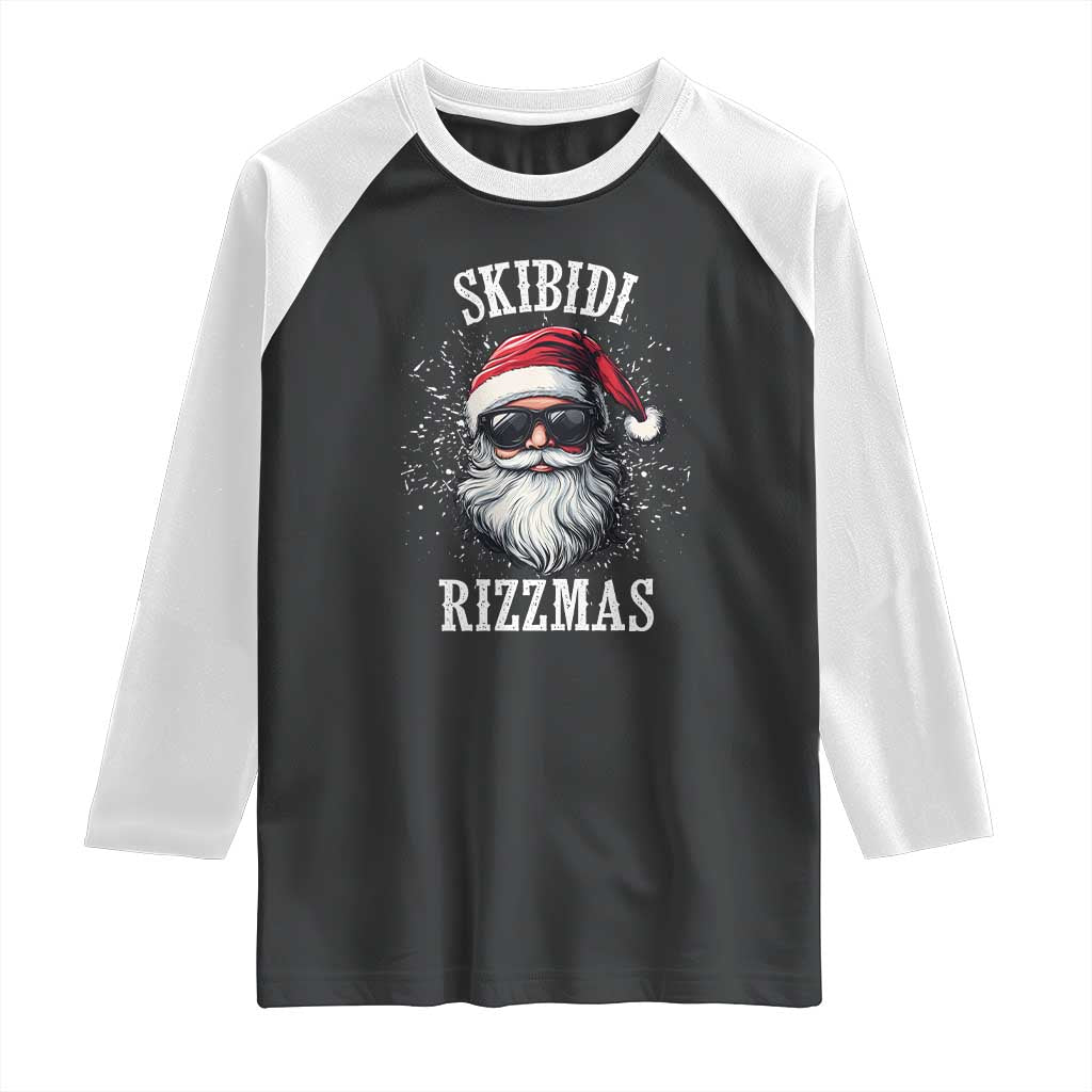 Funny Christmas Santa Raglan Shirt Skibidi Rizzmas Charisma Rizz Santa Claus TS11 Black White Print Your Wear