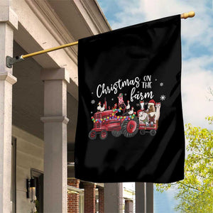 Funny Christmas On The Farm Garden Flag Vintage Red Tractor Livestock TS11 Print Your Wear