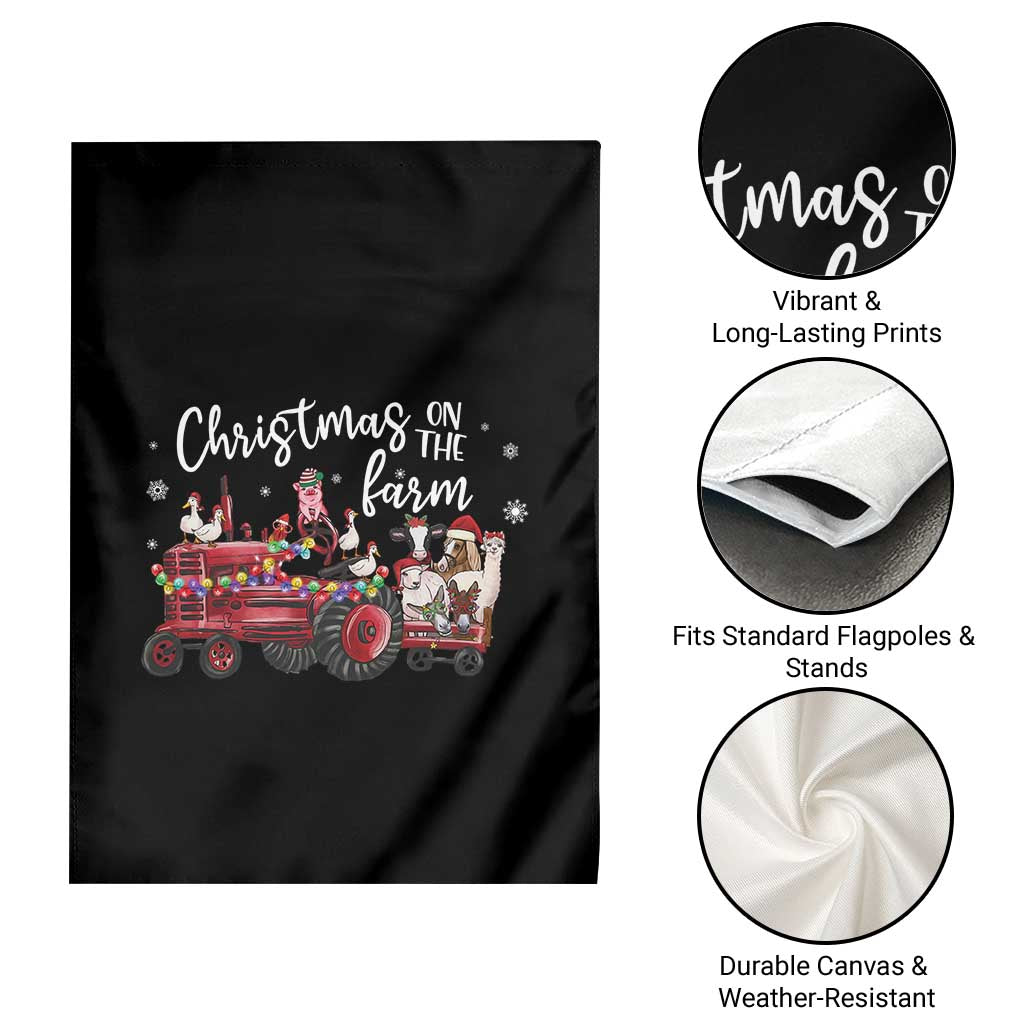 Funny Christmas On The Farm Garden Flag Vintage Red Tractor Livestock TS11 Print Your Wear