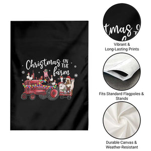 Funny Christmas On The Farm Garden Flag Vintage Red Tractor Livestock TS11 Print Your Wear