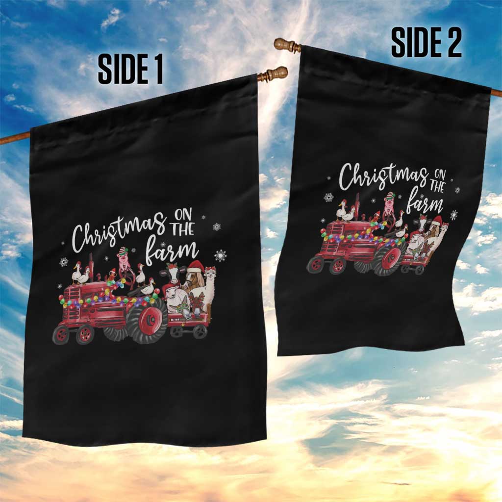 Funny Christmas On The Farm Garden Flag Vintage Red Tractor Livestock TS11 Print Your Wear