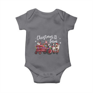 Funny Christmas On The Farm Baby Onesie Vintage Red Tractor Livestock TS11 Charcoal Print Your Wear