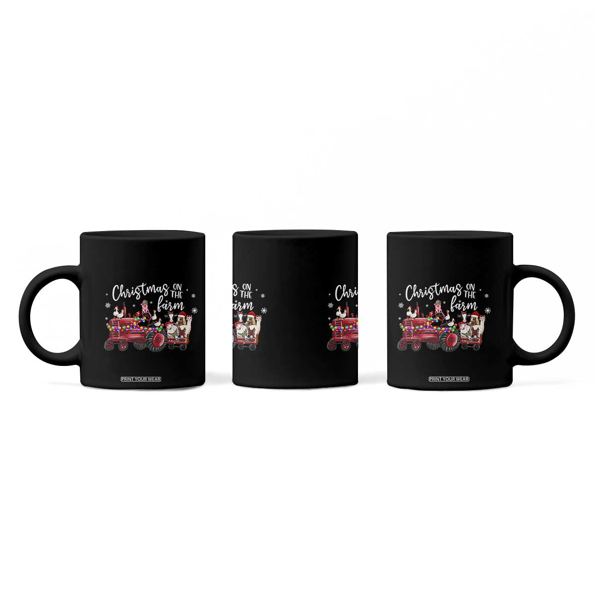 Funny Christmas On The Farm Coffee Mug Vintage Red Tractor Livestock TS11 Print Your Wear