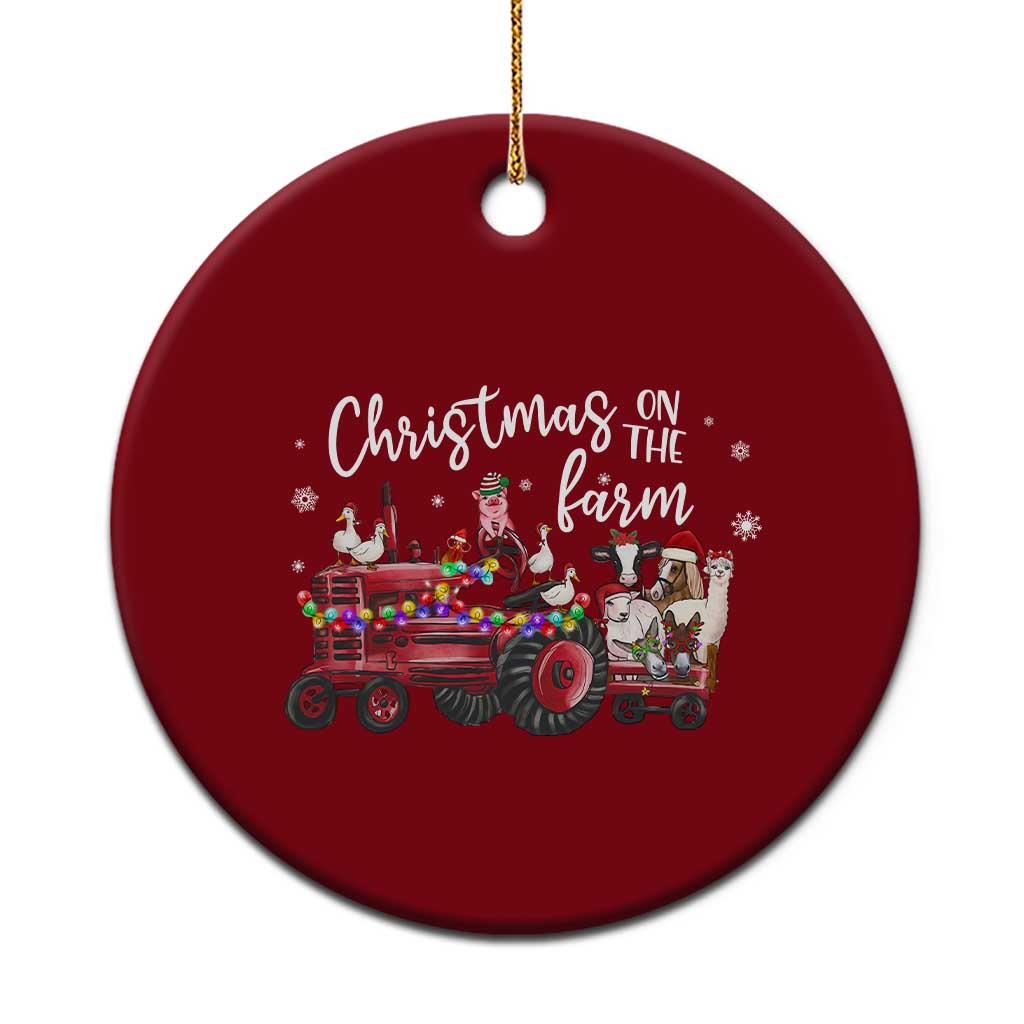 Funny Christmas On The Farm Ceramic Ornament Vintage Red Tractor Livestock TS11 1pc Red Print Your Wear