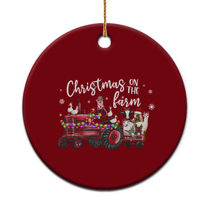 Funny Christmas On The Farm Ceramic Ornament Vintage Red Tractor Livestock TS11 1pc Red Print Your Wear