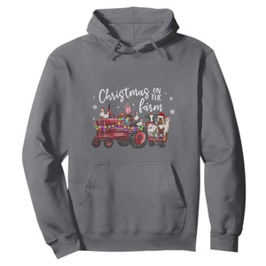 Funny Christmas On The Farm Hoodie Vintage Red Tractor Livestock TS11 Charcoal Print Your Wear