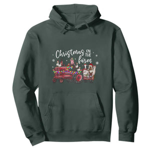 Funny Christmas On The Farm Hoodie Vintage Red Tractor Livestock TS11 Dark Forest Green Print Your Wear
