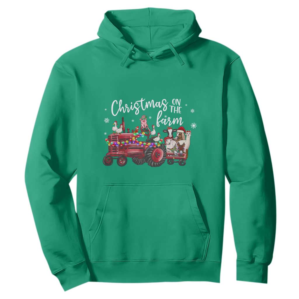 Funny Christmas On The Farm Hoodie Vintage Red Tractor Livestock TS11 Irish Green Print Your Wear