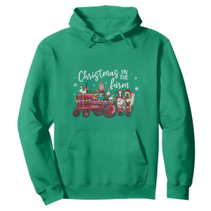 Funny Christmas On The Farm Hoodie Vintage Red Tractor Livestock TS11 Irish Green Print Your Wear