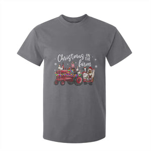 Funny Christmas On The Farm T Shirt For Kid Vintage Red Tractor Livestock TS11 Charcoal Print Your Wear