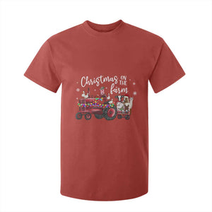Funny Christmas On The Farm T Shirt For Kid Vintage Red Tractor Livestock TS11 Red Print Your Wear