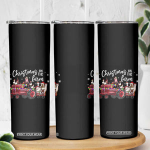 Funny Christmas On The Farm Skinny Tumbler Vintage Red Tractor Livestock TS11 Print Your Wear