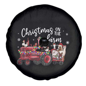 Funny Christmas On The Farm Spare Tire Cover Vintage Red Tractor Livestock TS11 Print Your Wear