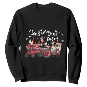 Funny Christmas On The Farm Sweatshirt Vintage Red Tractor Livestock TS11 Black Print Your Wear