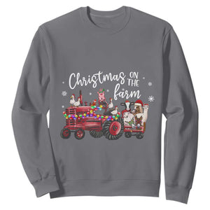 Funny Christmas On The Farm Sweatshirt Vintage Red Tractor Livestock TS11 Charcoal Print Your Wear