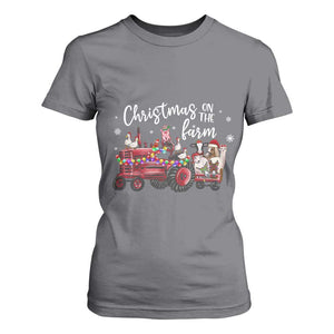Funny Christmas On The Farm T Shirt For Women Vintage Red Tractor Livestock TS11 Charcoal Print Your Wear